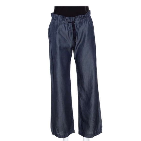 Emporio Armani Pants - Emporio Armani chambray wide leg paper bag pants
